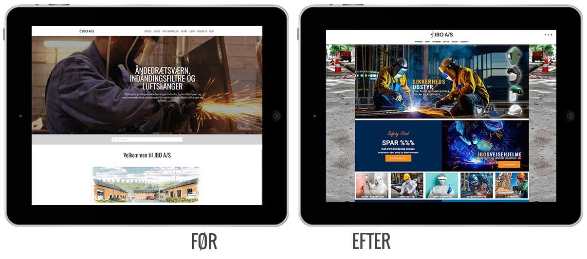 Ipad Før Og Efter Skærmbillede Af Sikkerhedsudstyr Hjemmeside
