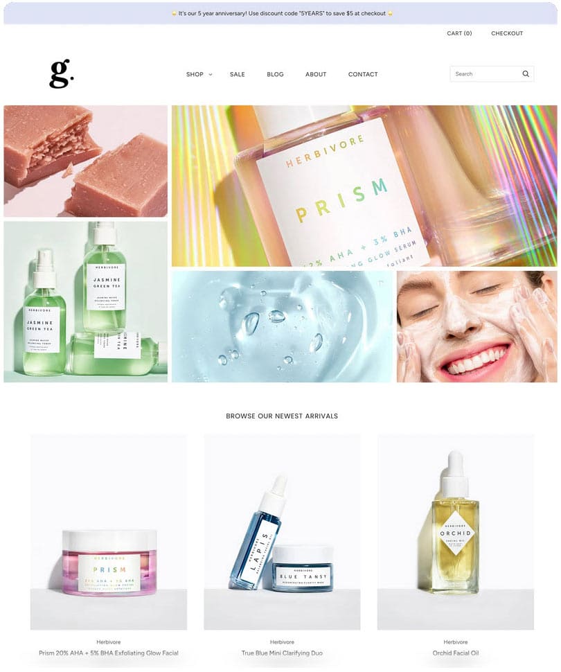 Shopify webshop theme demo Skærmbillede #1: Woohoo! Den Her Shopify-Webshop Ser Fantastisk Ud!