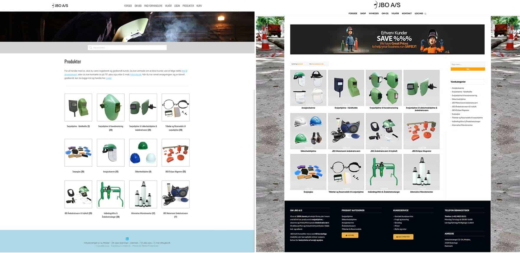Screenshot Af Sikkerhedsudstyr Webshop Før Og Efter
